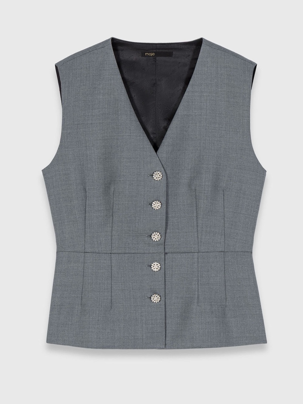 NWOT MAJE Jewel-button tailored vest Size 34 XS